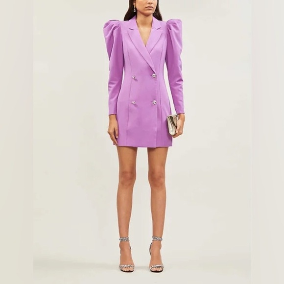 Lavish Alice Puff Shoulder Blazer Mini Dress in Purple | NWT | Size US 6 / UK 10 - Picture 1 of 6